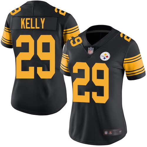 Women Pittsburgh Steelers Football #29 Limited Black Kam Kelly Rush Vapor Untouchable Nike NFL Jersey